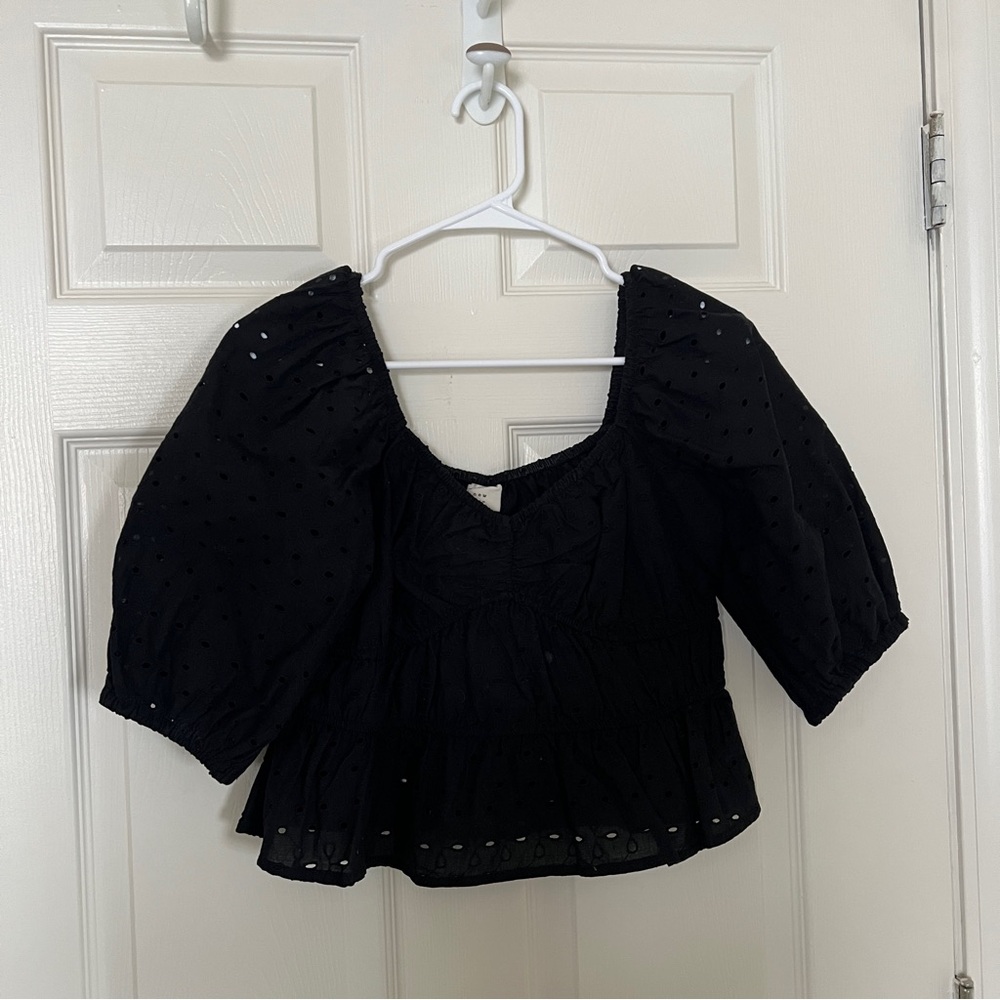 a new day Black Puff Sleeve Blouse